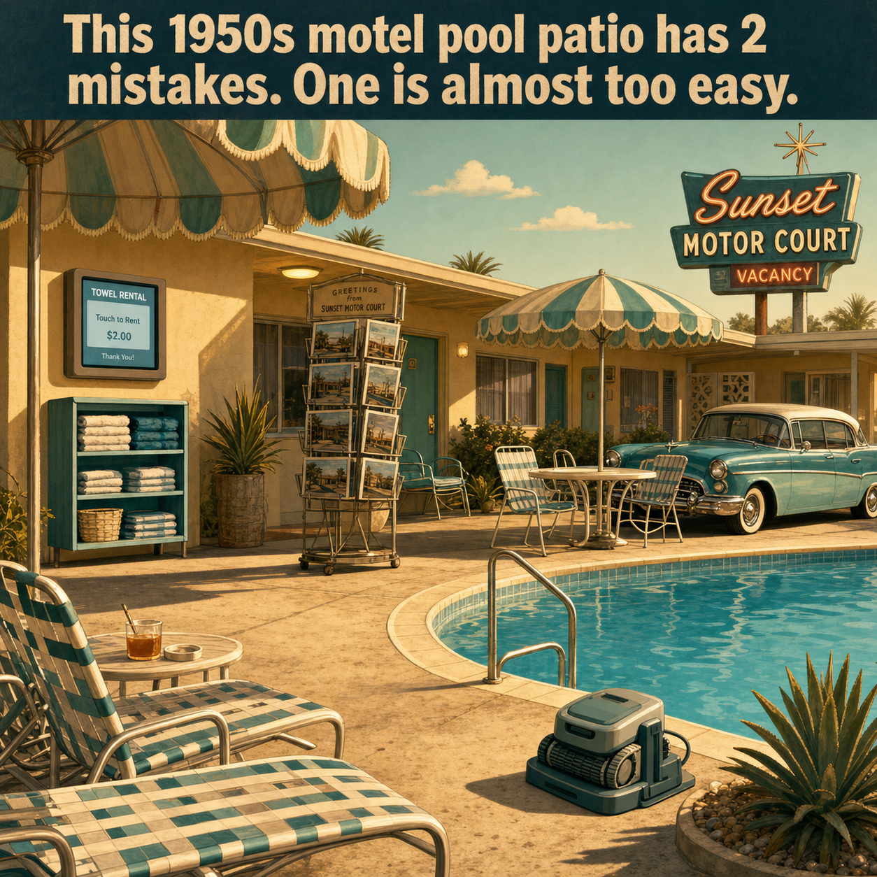 Two Things Are Wrong at This 1950s Motel Pool Patio: Answer