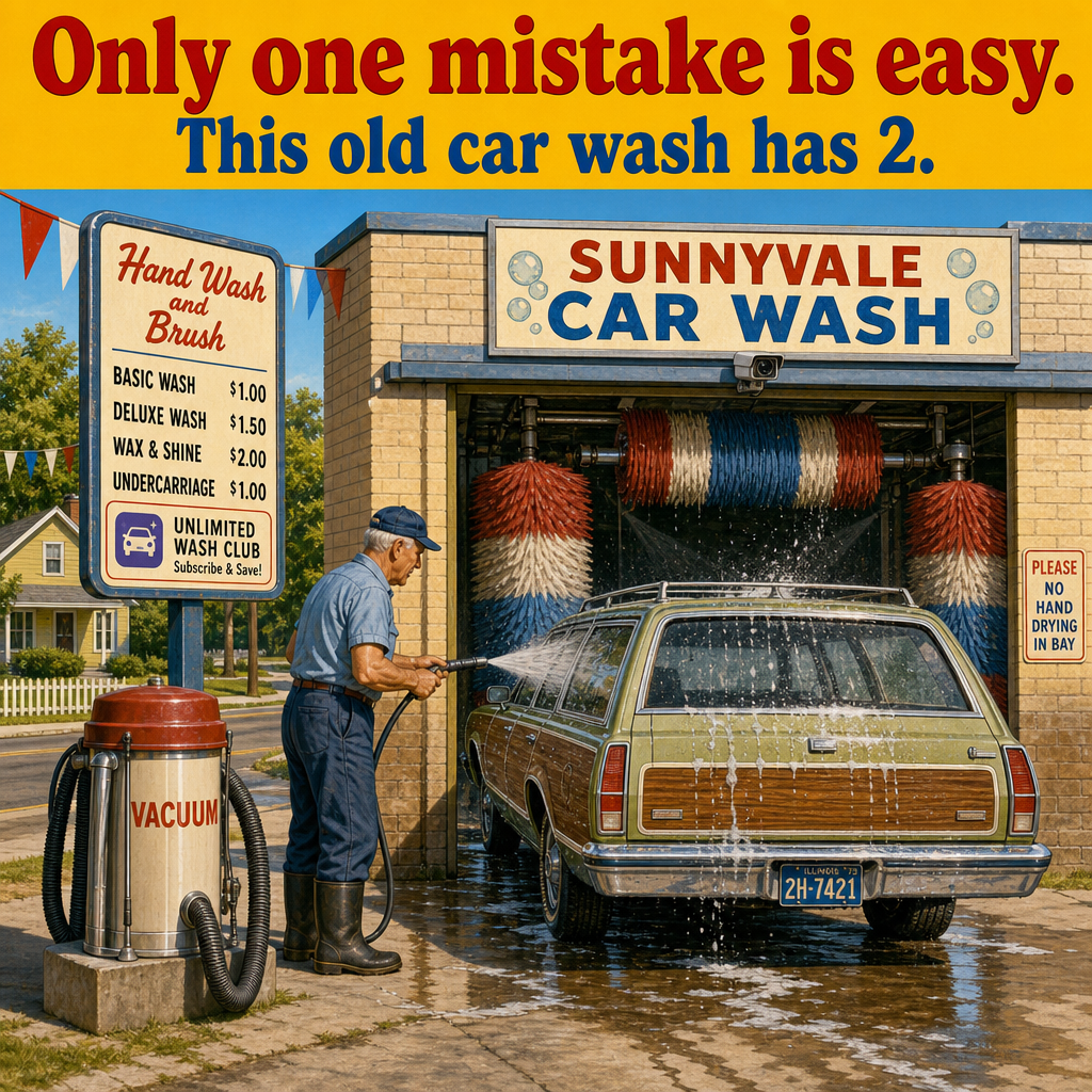 Two Things Are Wrong at This Old Car Wash: Answer
