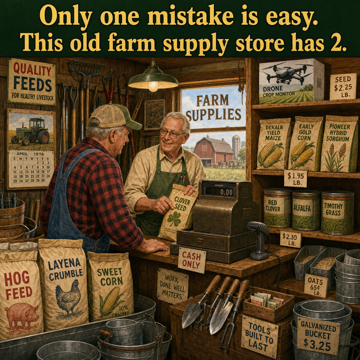 Two Things Are Wrong in This Old Farm Supply Store: Answer