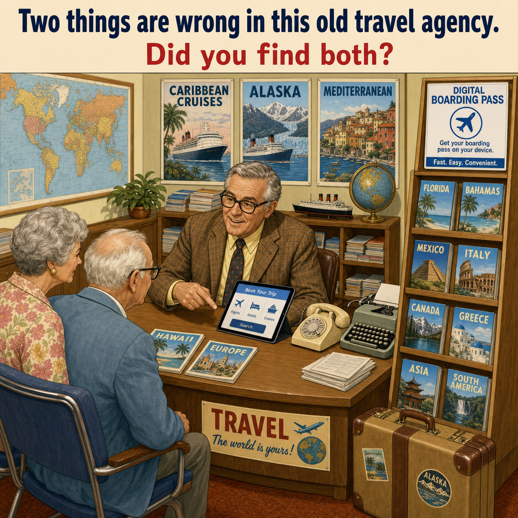 Two Things Are Wrong in This Old Travel Agency: Answer