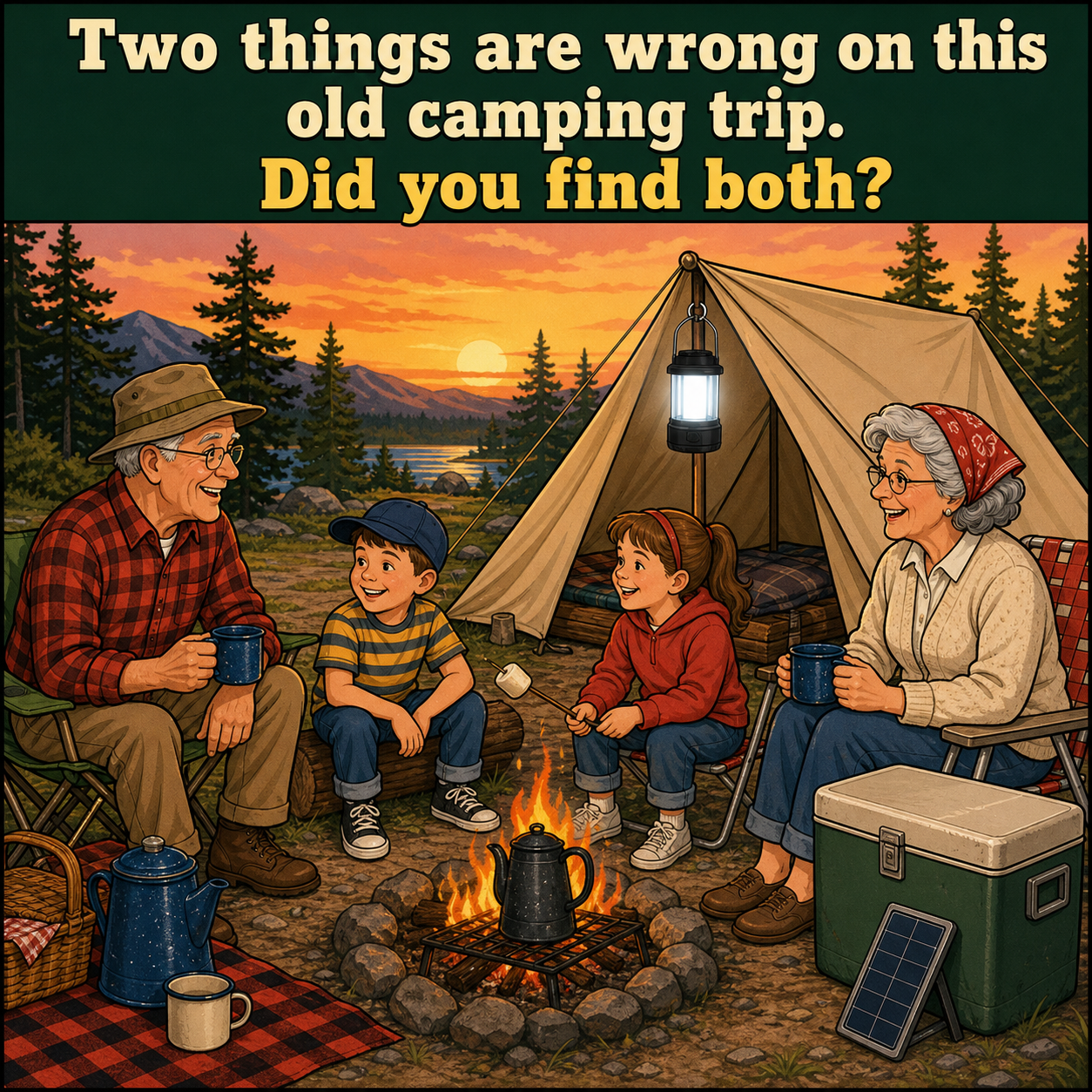 Two Things Are Wrong on This Old Camping Trip: Answer