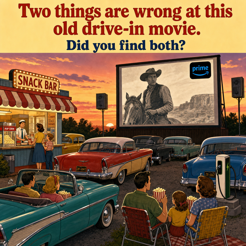 Two Things Are Wrong at This Old Drive-In Movie: Answer