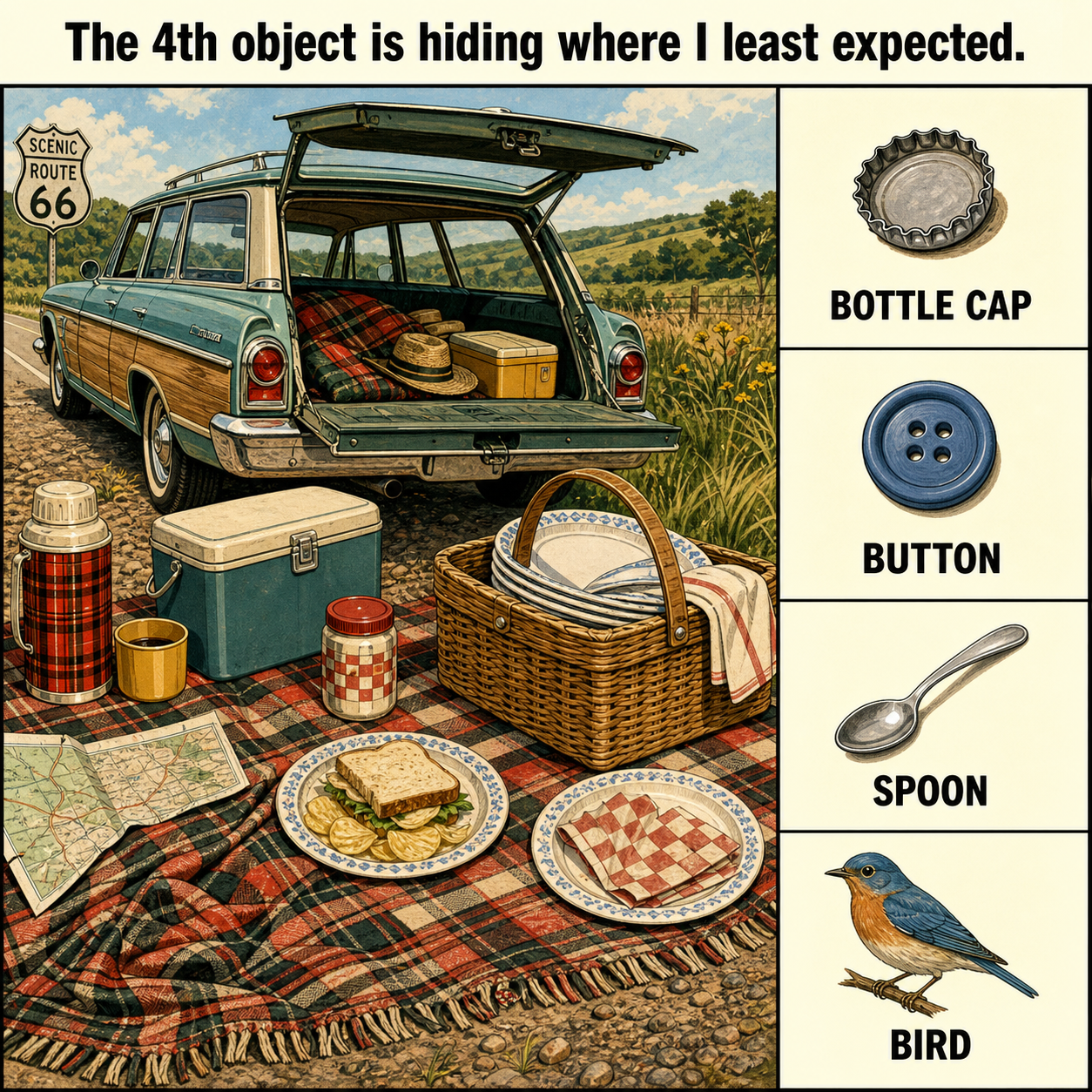 Can You Find All 4 Objects in the Picnic Station Wagon?
