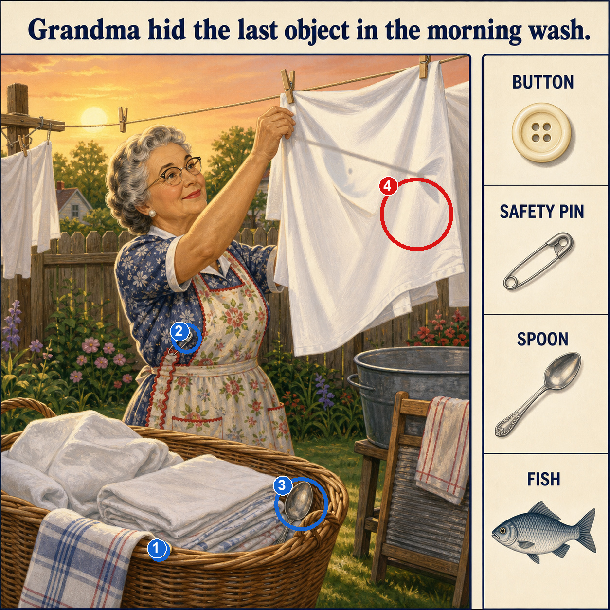 Can You Find All 4 Objects on Wash Day? answer image