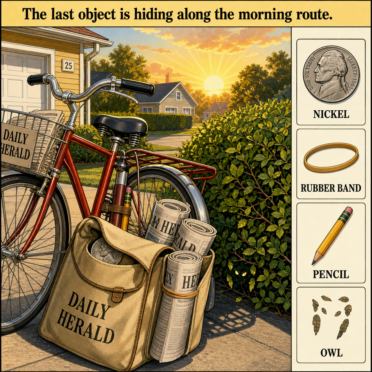 Can You Find All 4 Objects Along the Morning Paper Route?