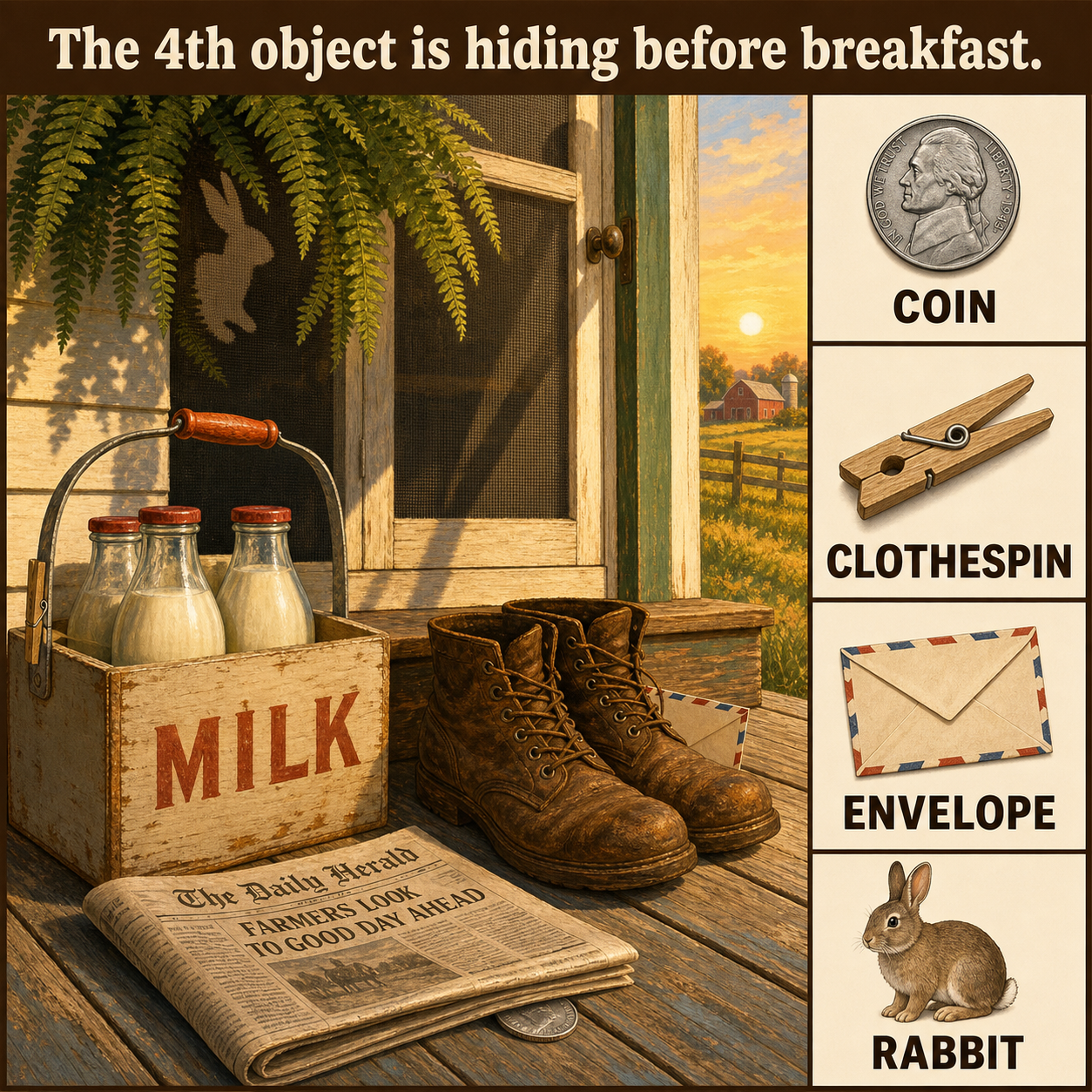 Can You Find All 4 Objects on the Farmhouse Porch?