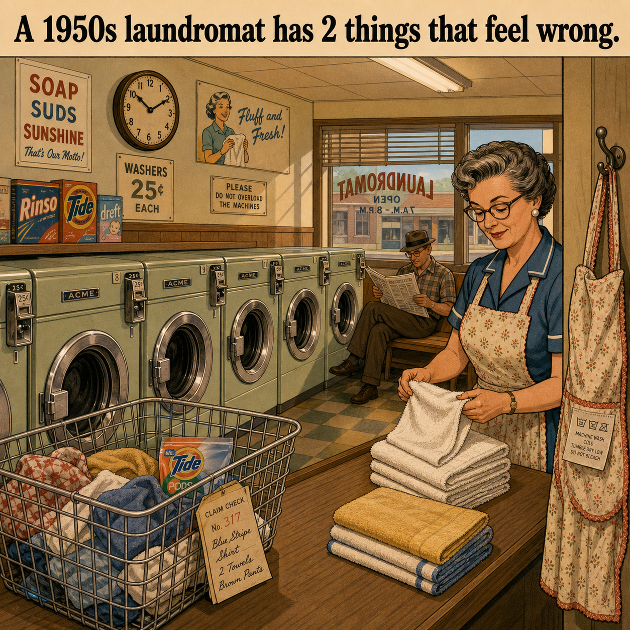 Two Things Feel Wrong in This 1950s Laundromat: Answer