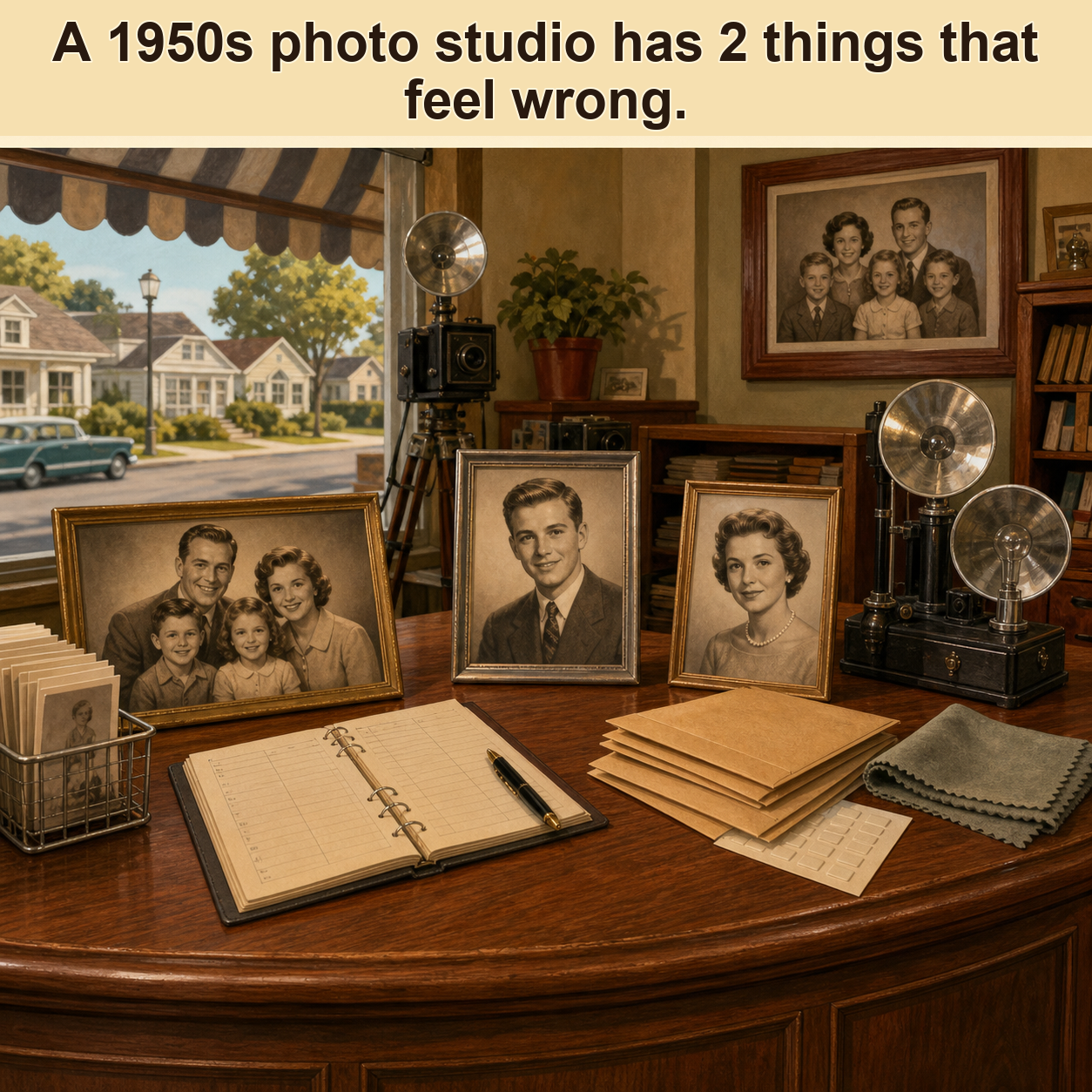Two Things Feel Wrong in This 1950s Photo Studio: Answer