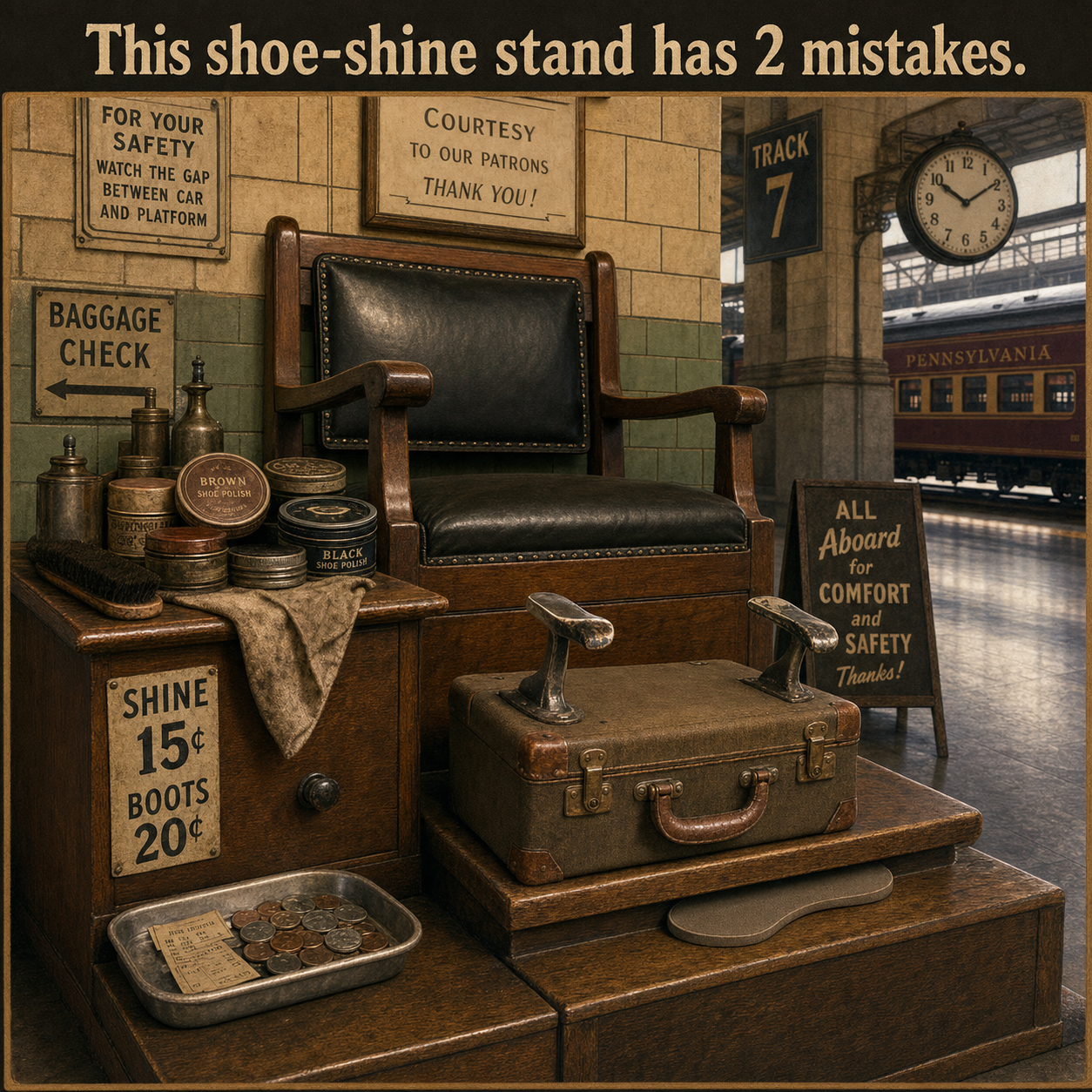 Two Mistakes at This Shoe-Shine Stand: Answer