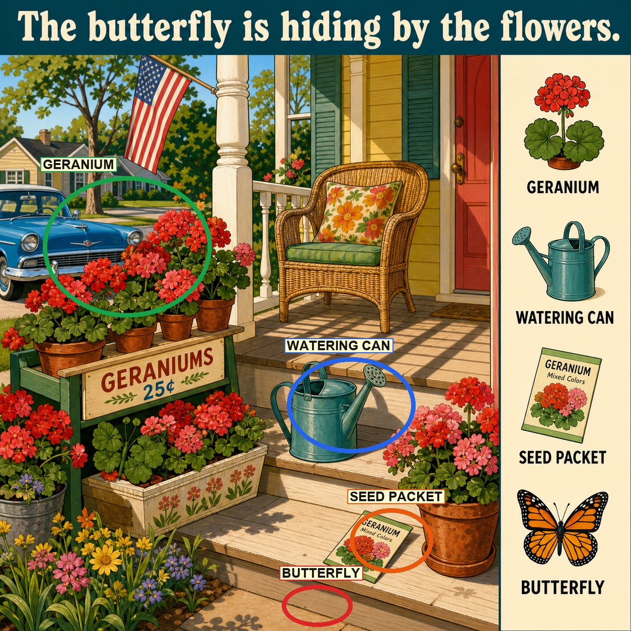 Can You Find the Butterfly by the Flowers? answer image