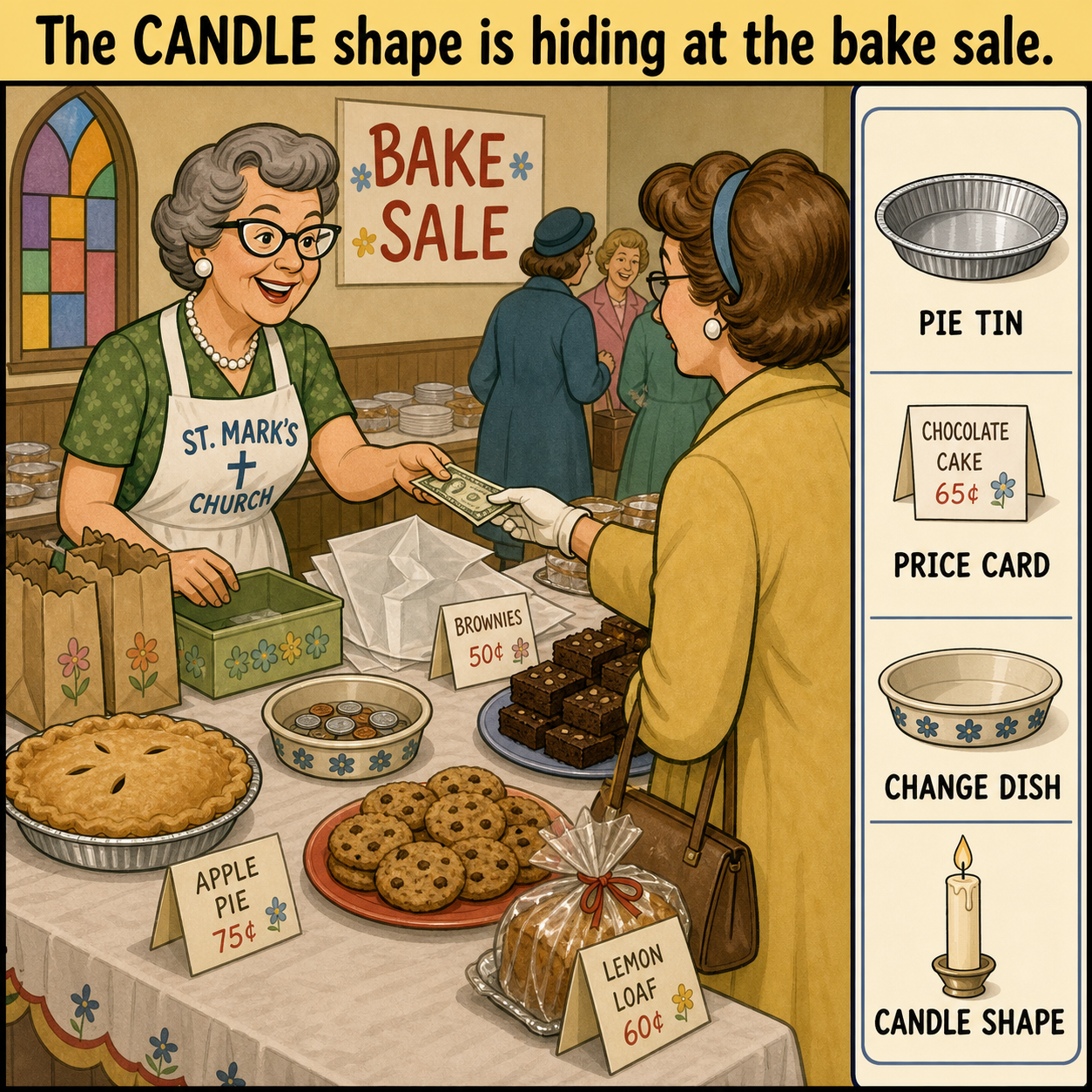 Can You Find the Candle Shape at the Bake Sale?