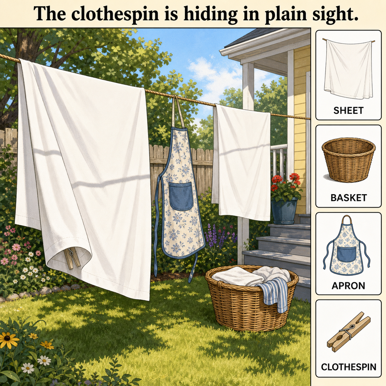 Can You Find the Hidden Clothespin on the Clothesline?
