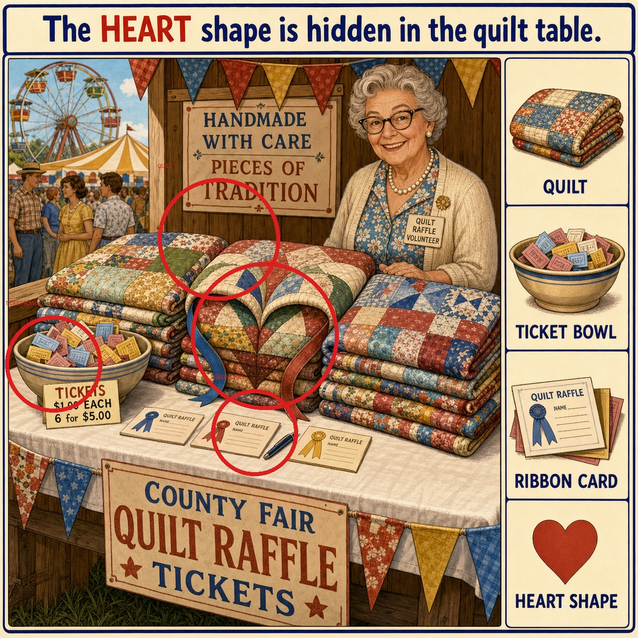 Can You Find the Heart Shape in the Quilt Table? answer image