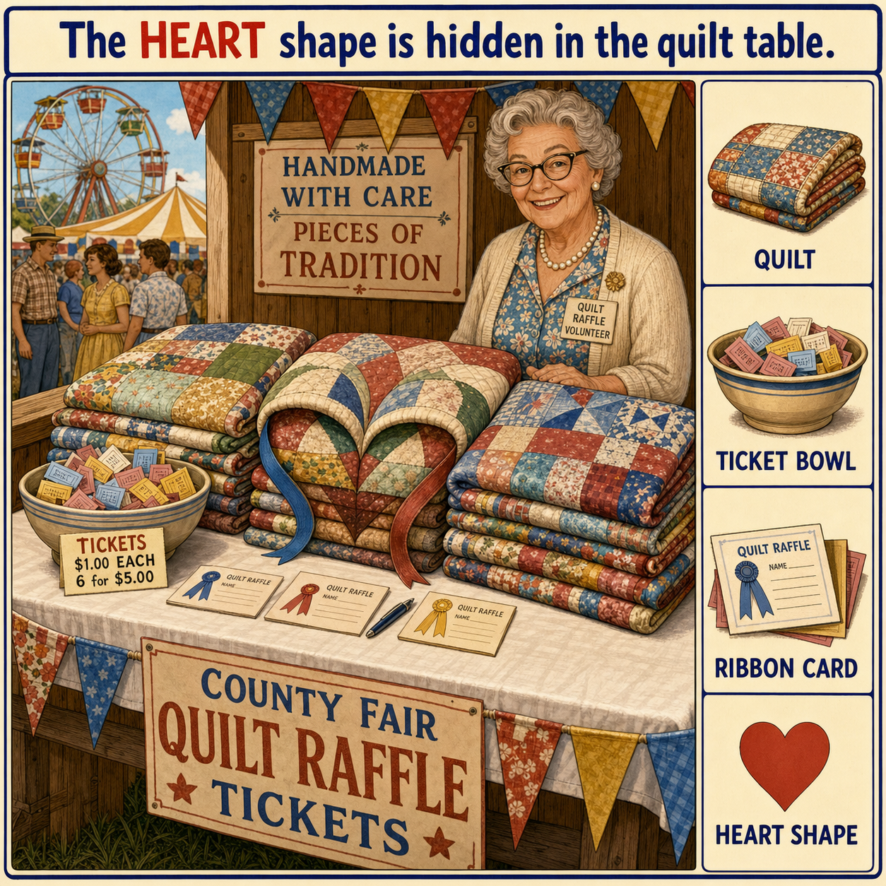 Can You Find the Heart Shape in the Quilt Table?
