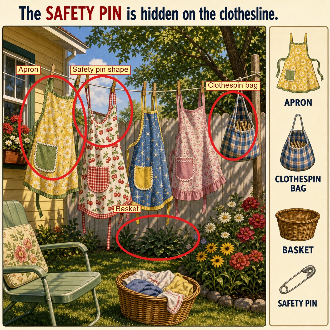 Can You Find the Safety Pin on the Clothesline? answer image