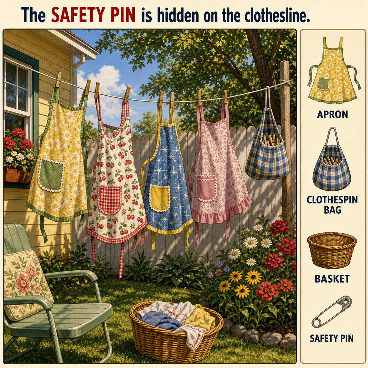 Can You Find the Safety Pin on the Clothesline?
