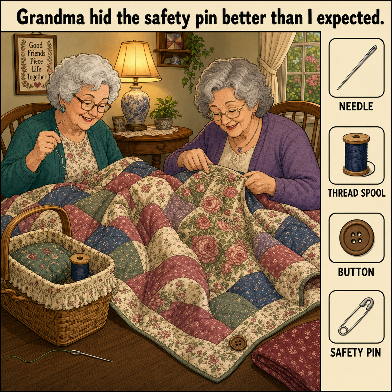 Can You Find the Hidden Safety Pin in the Quilting Room?