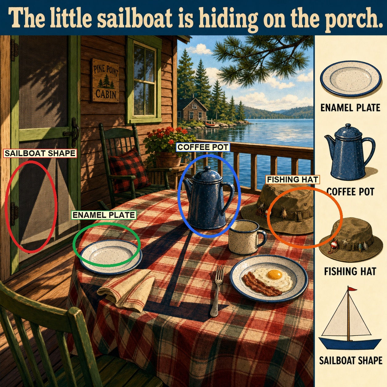 Can You Find the Sailboat Shape on the Porch? answer image