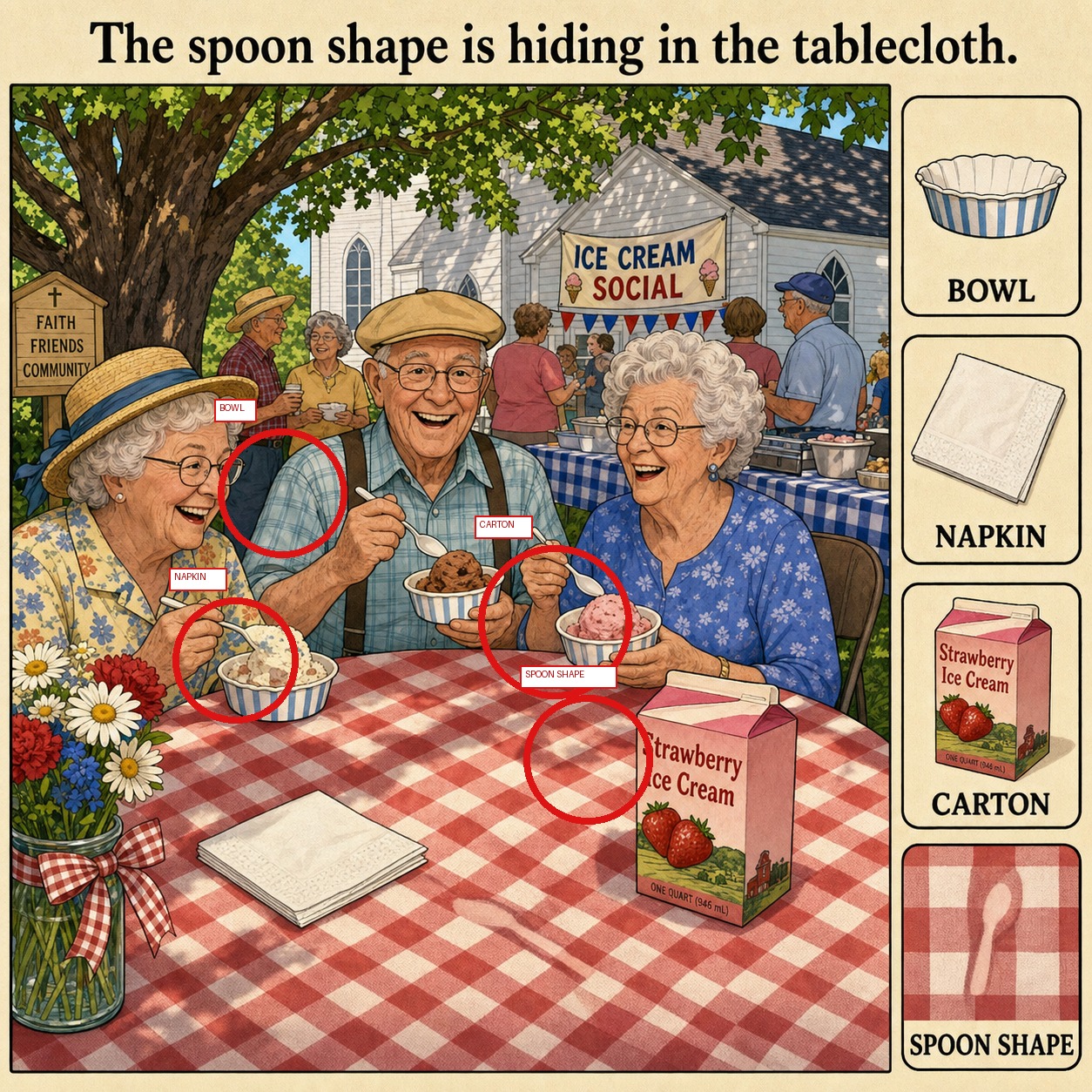 Can You Find the Spoon Shape in the Tablecloth? answer image