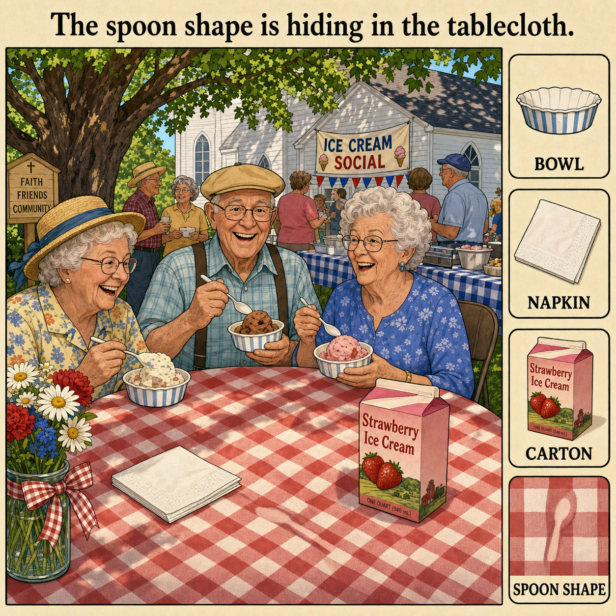 Can You Find the Spoon Shape in the Tablecloth?