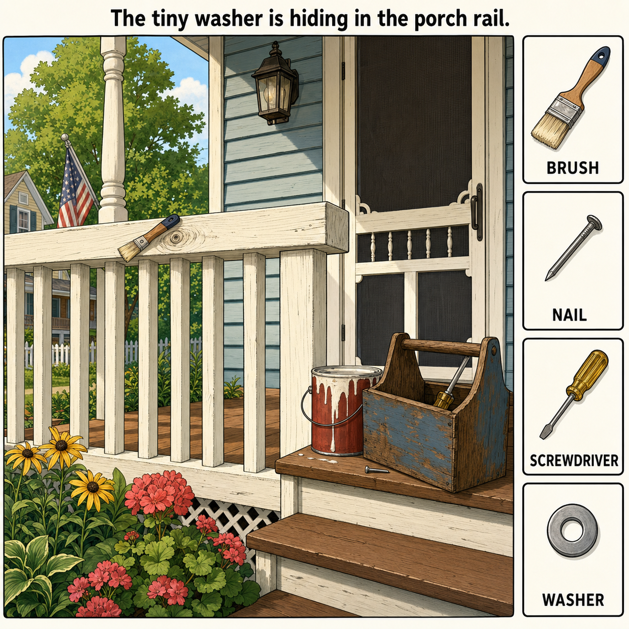 Can You Find the Hidden Washer on the Porch Rail?