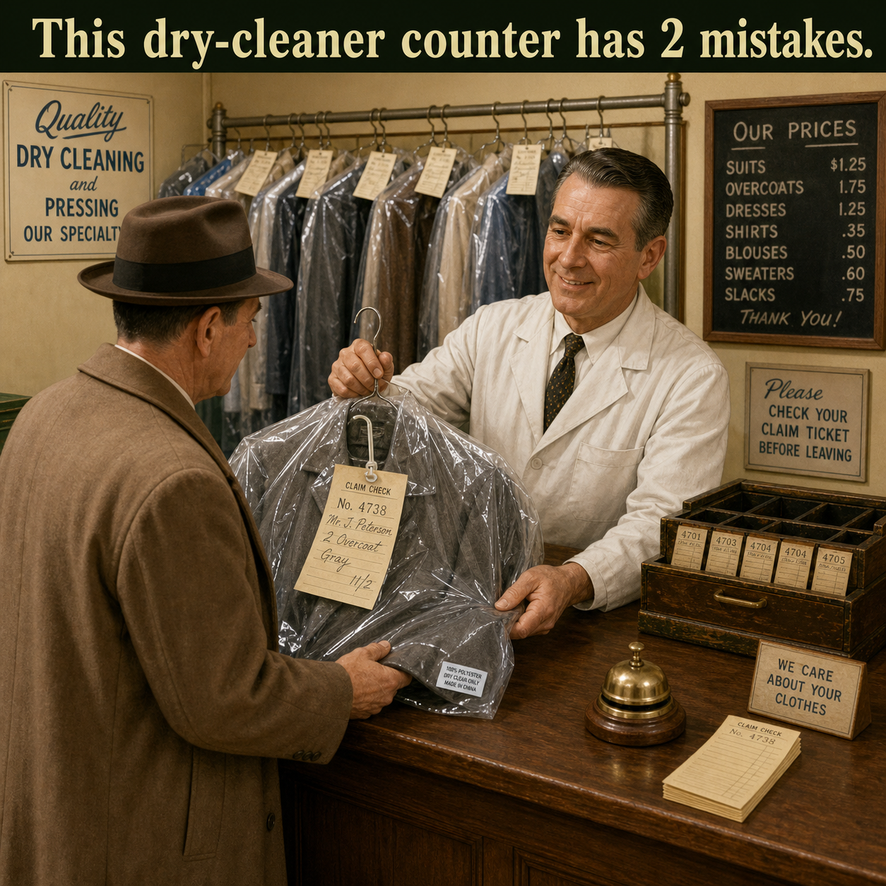 Two Mistakes at This 1950s Dry-Cleaner Counter