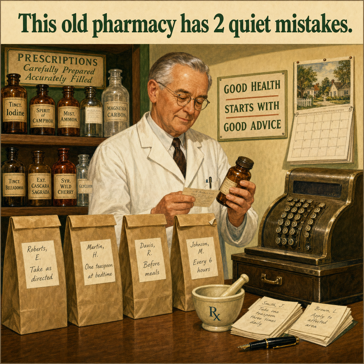 Two Quiet Mistakes in This 1950s Pharmacy