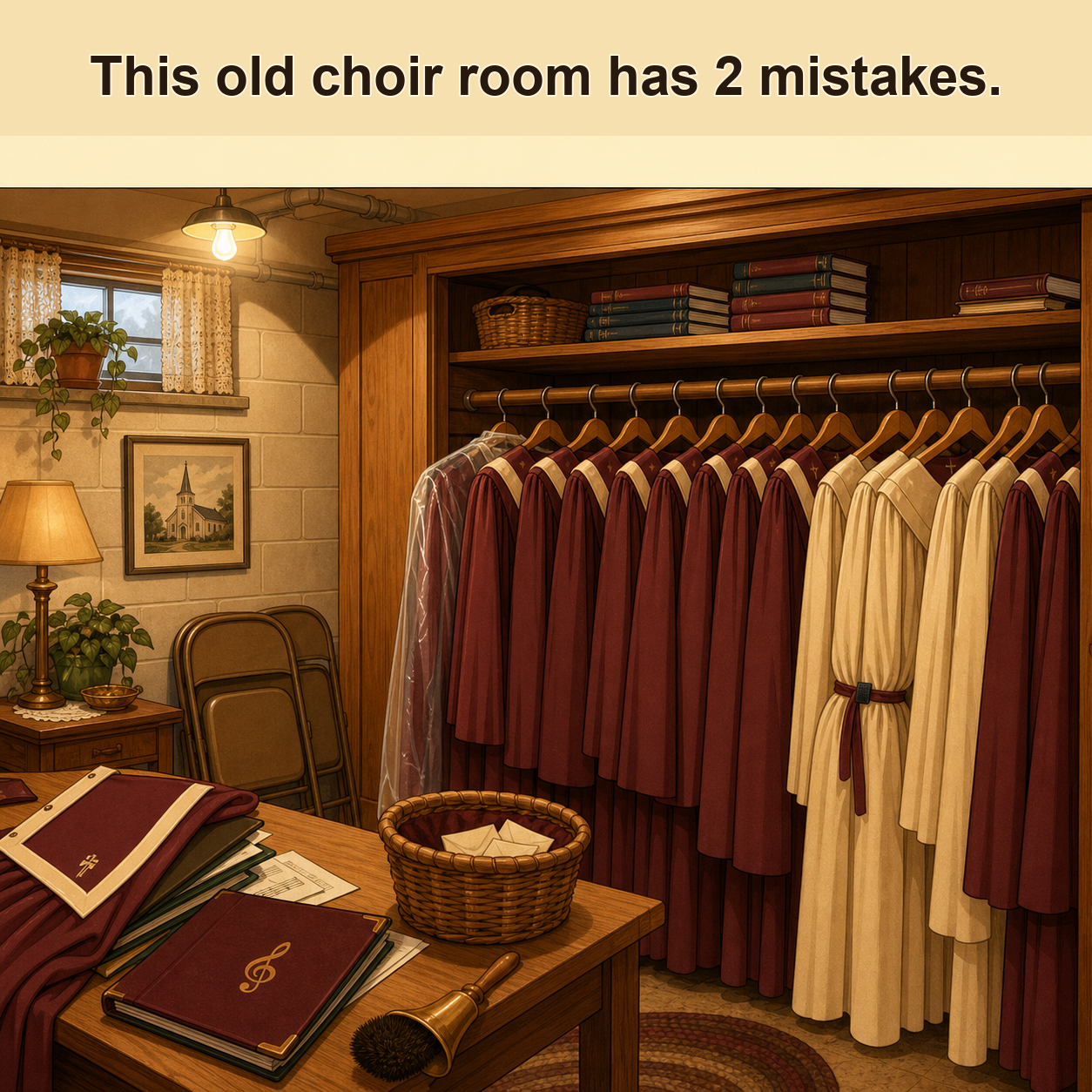 Two Mistakes in This Old Choir Room: Answer