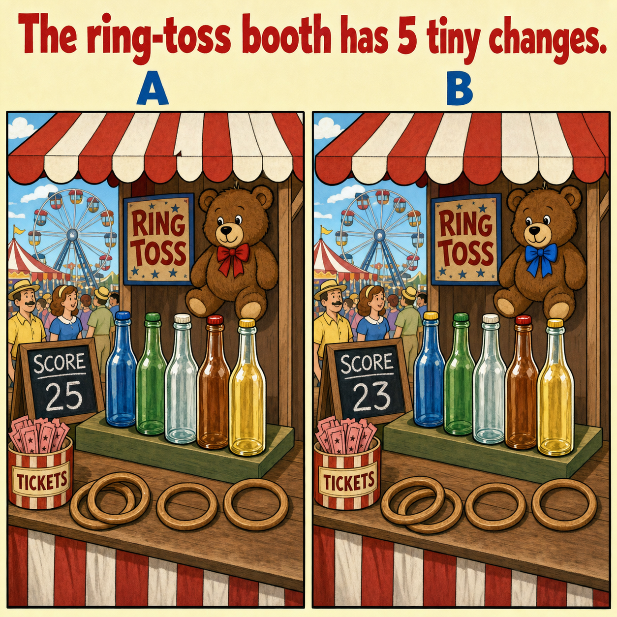 The Ring-Toss Booth Has 5 Tiny Changes: Answer