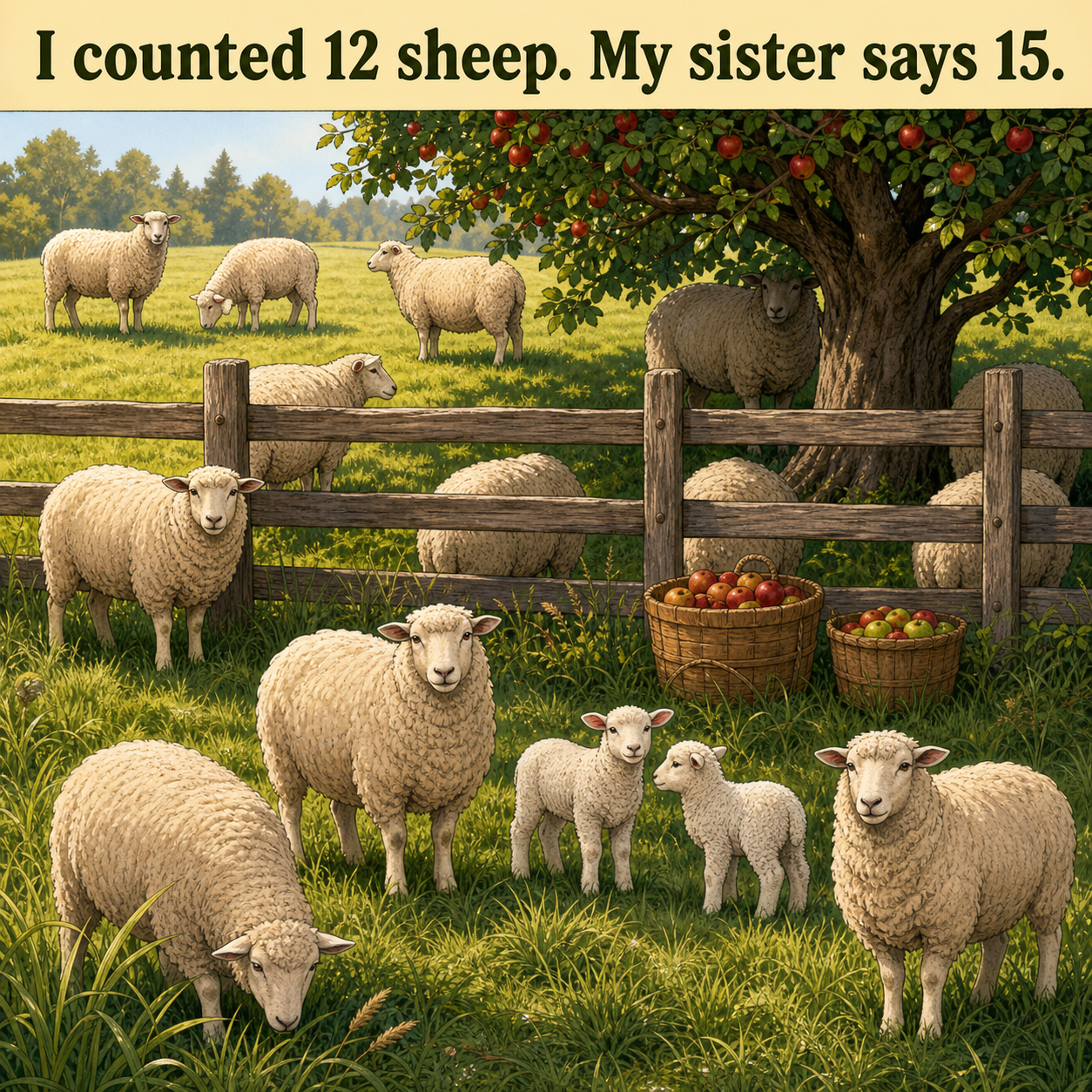 How Many Sheep Are by the Apple Tree? Answer