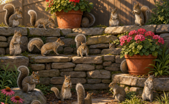 How Many Squirrels Are on the Garden Wall? Answer