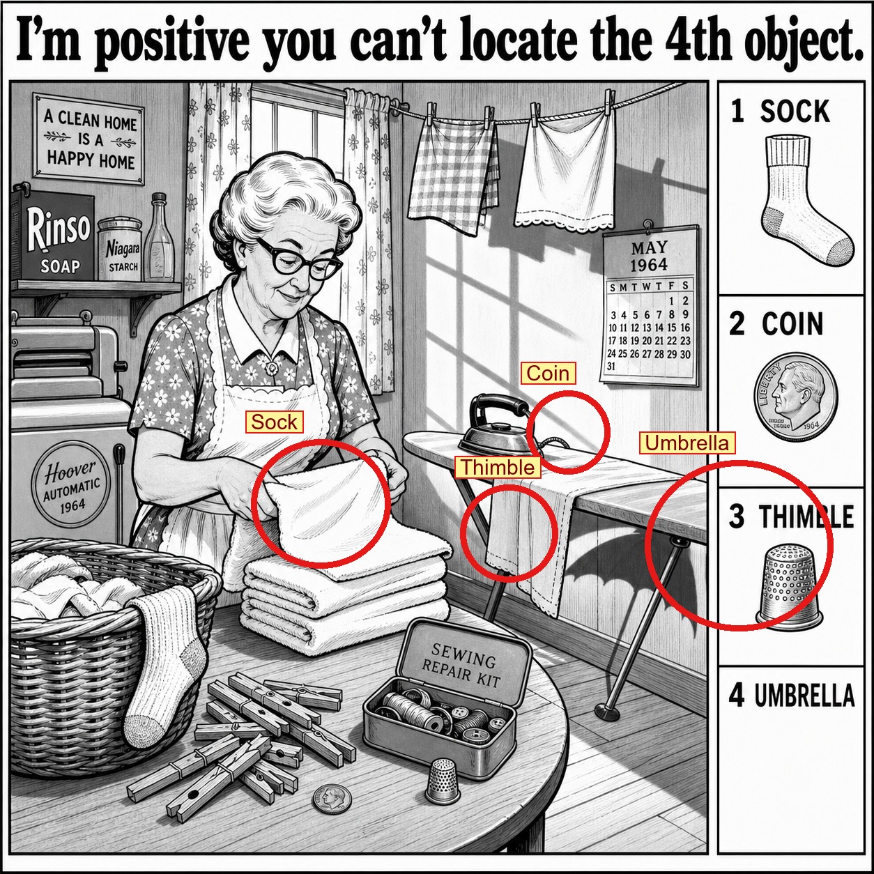 Can You Locate All 4 Objects in the Laundry Room? answer image