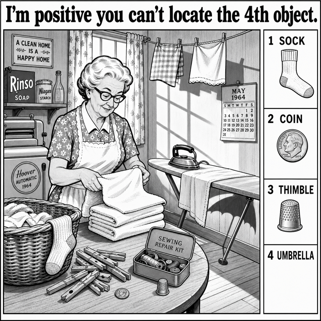 Can You Locate All 4 Objects in the Laundry Room?
