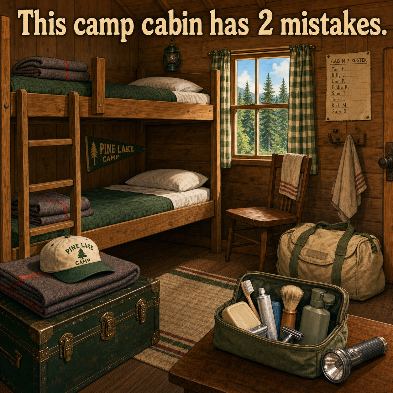Two Mistakes in This Summer Camp Cabin: Answer