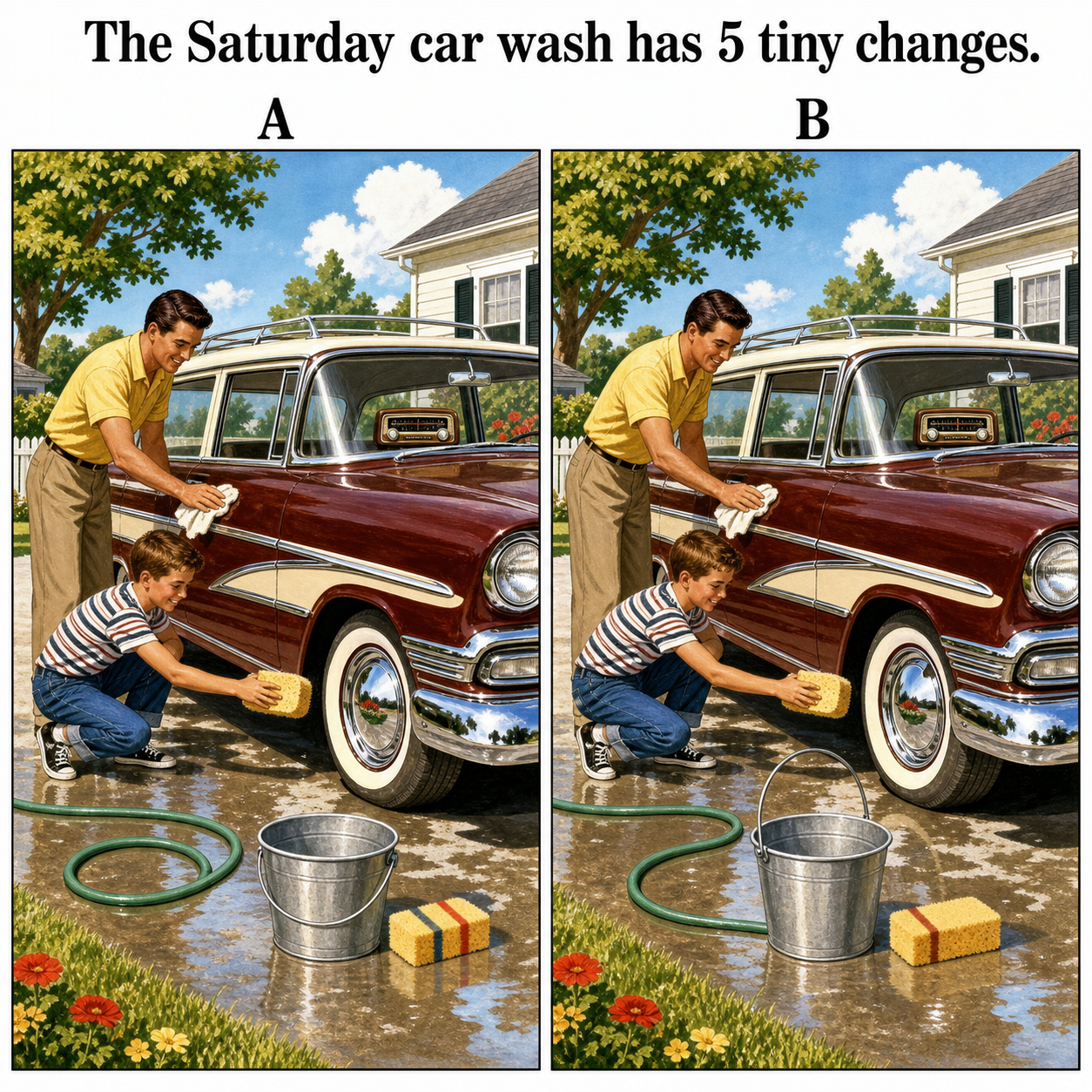The Saturday Car Wash Has 5 Tiny Changes: Answer