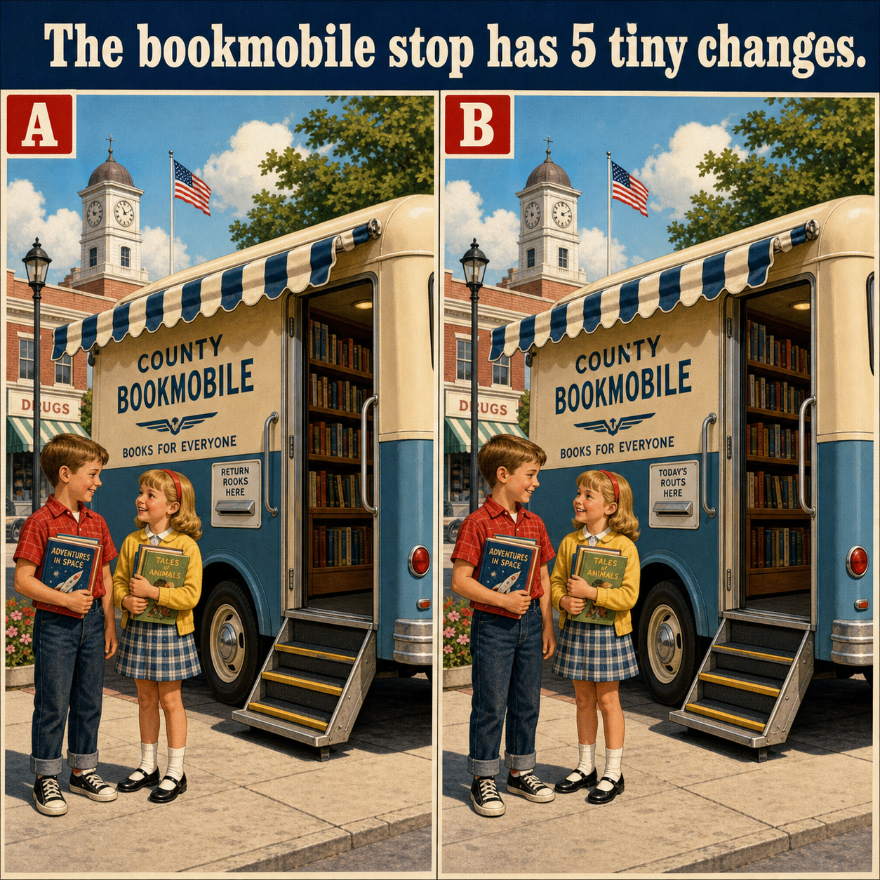 The Bookmobile Stop Has 5 Tiny Changes: Answer