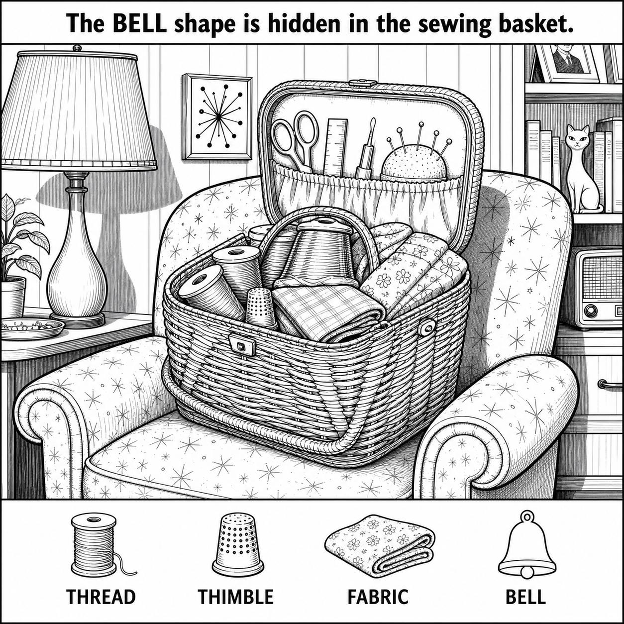 Can You Find the Bell Shape in the Sewing Basket?