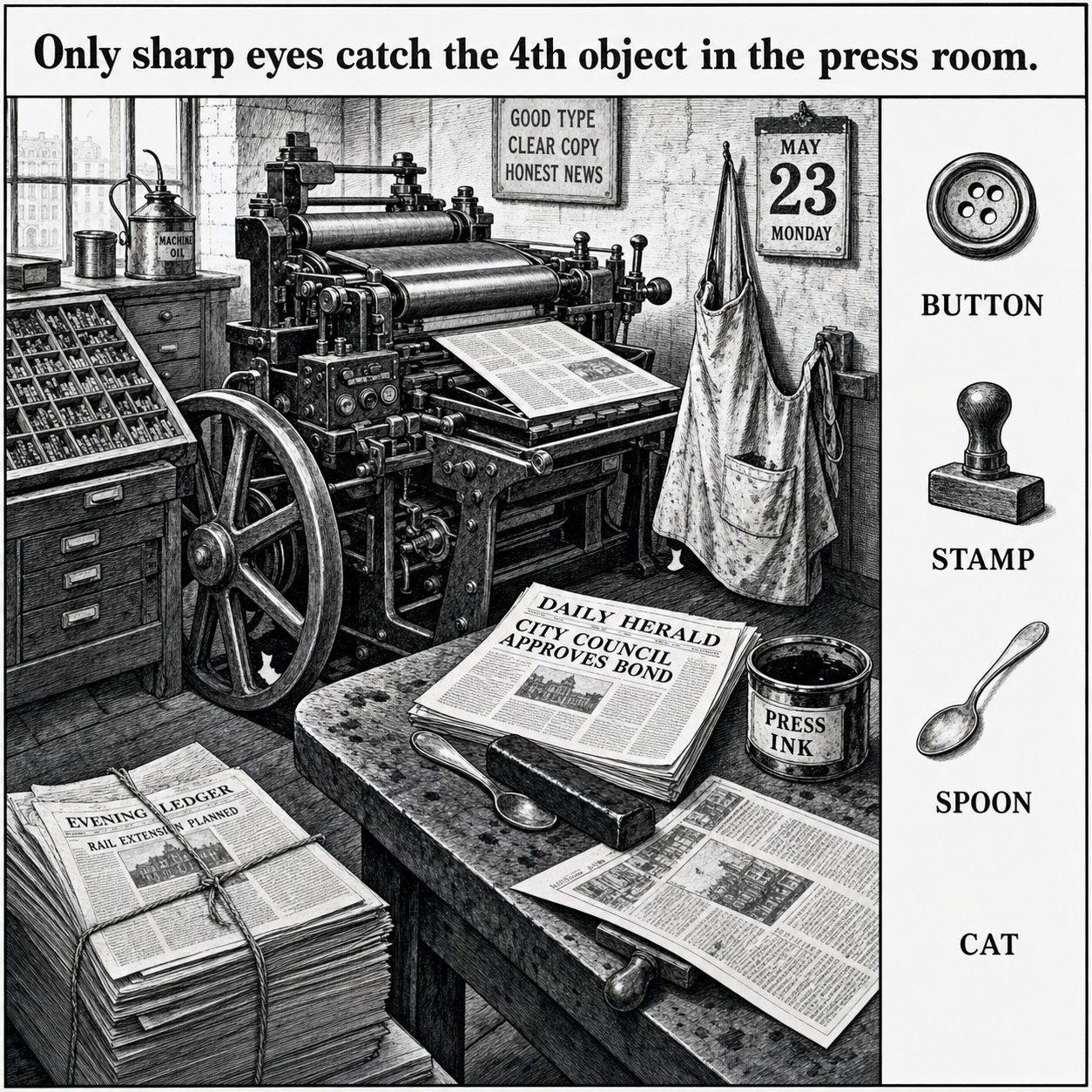 Can You Find All 4 Objects in the Press Room?