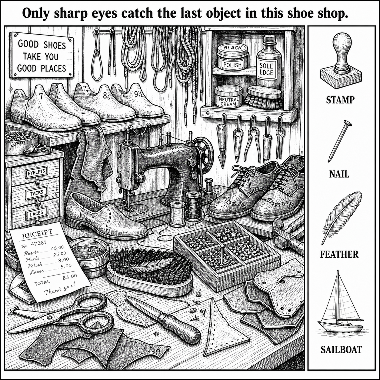 Can You Find All 4 Objects in the Shoe Repair Shop?
