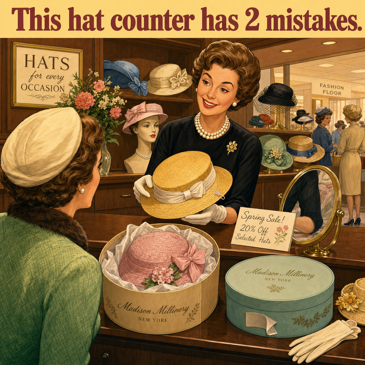 Two Mistakes at This Hat Counter: Answer