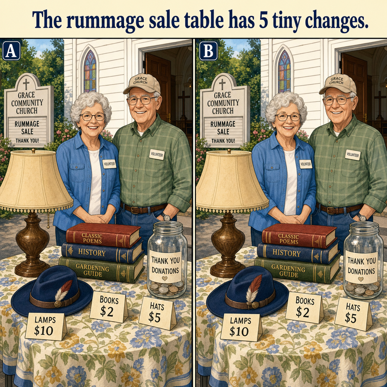 The Rummage Sale Table Has 5 Tiny Changes: Answer