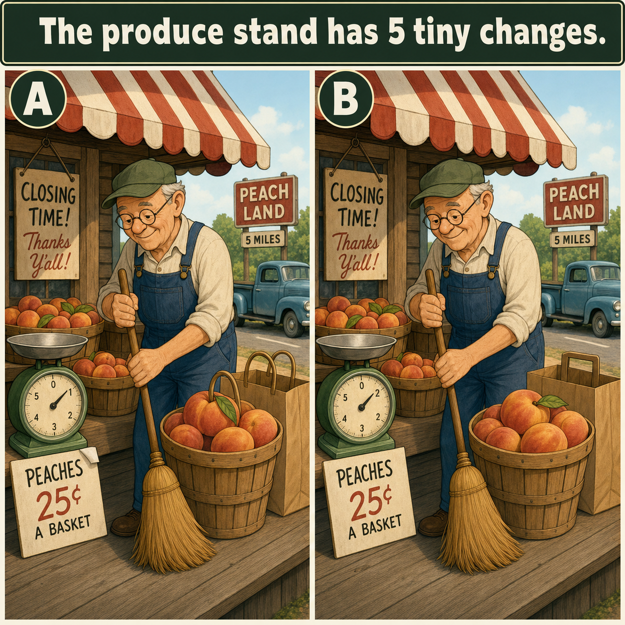 The Produce Stand Has 5 Tiny Changes: Answer