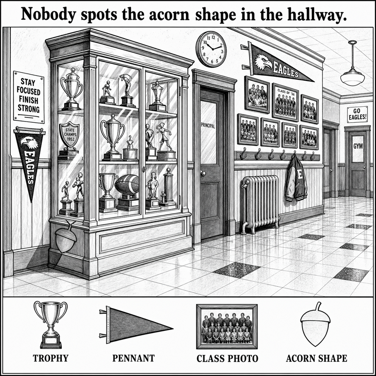 Can You Find the Acorn Shape in the Hallway?