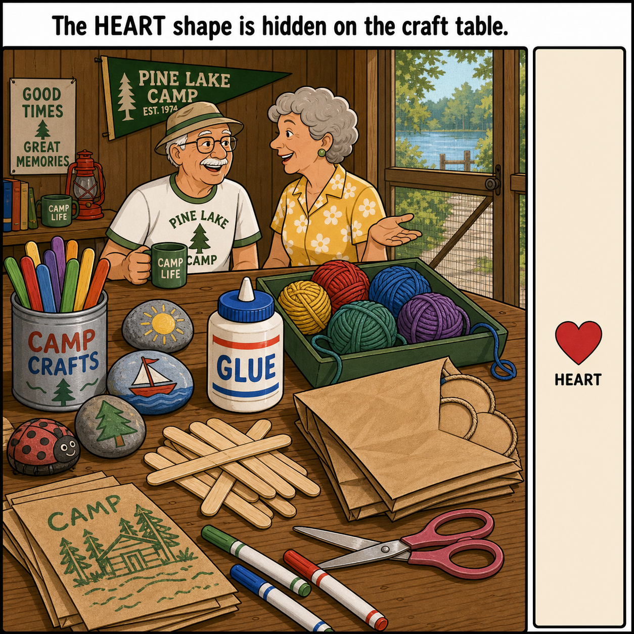 Can You Find the Heart Shape on the Craft Table?