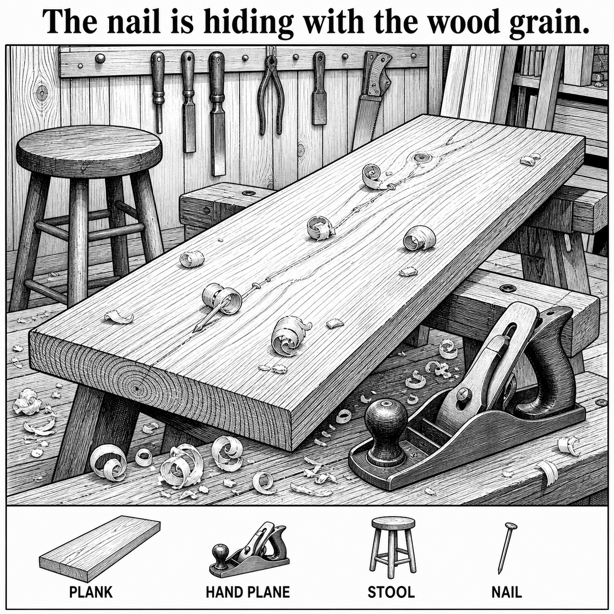 Can You Find the Hidden Nail in the Woodshop?