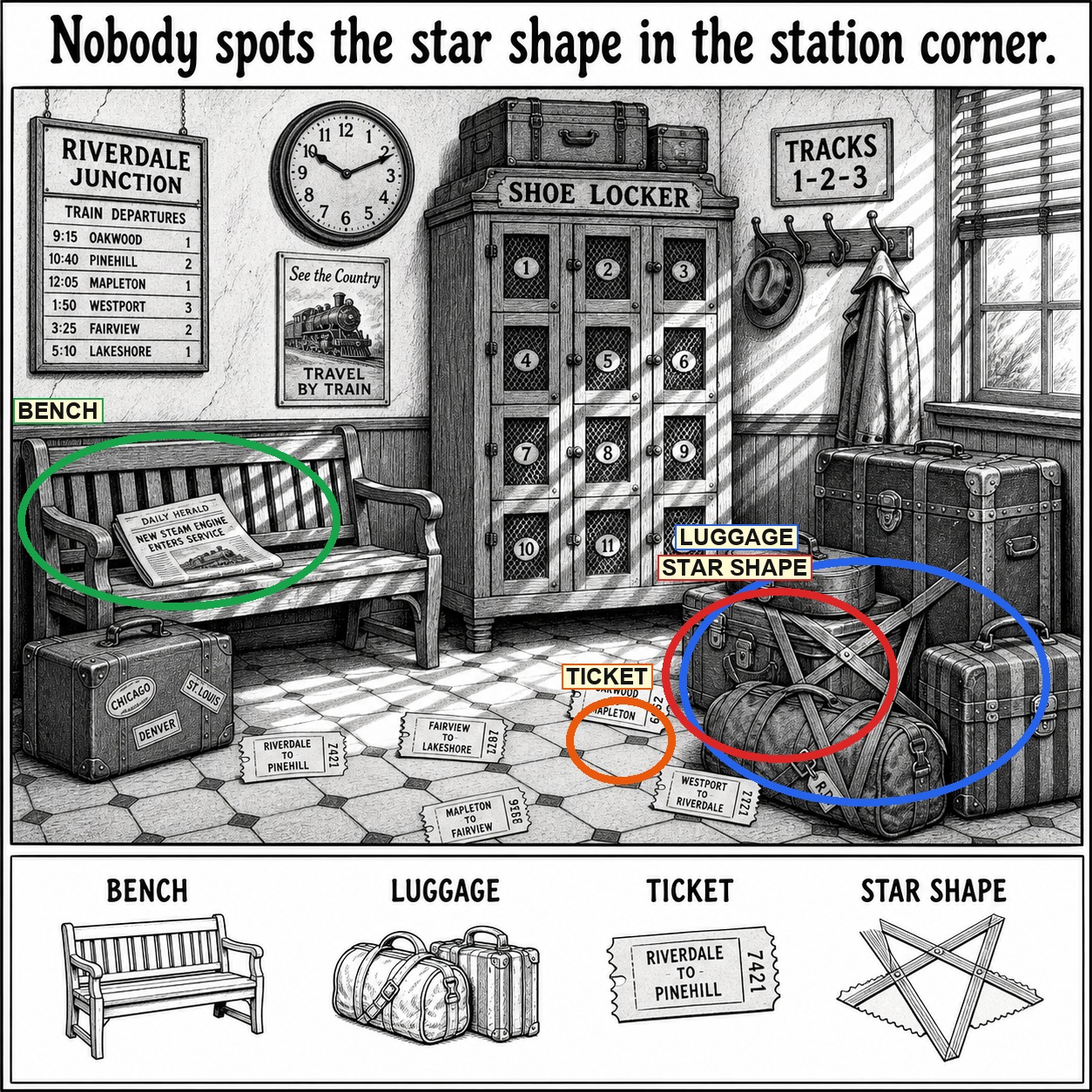 Can You Find the Star Shape in the Station Corner? answer image