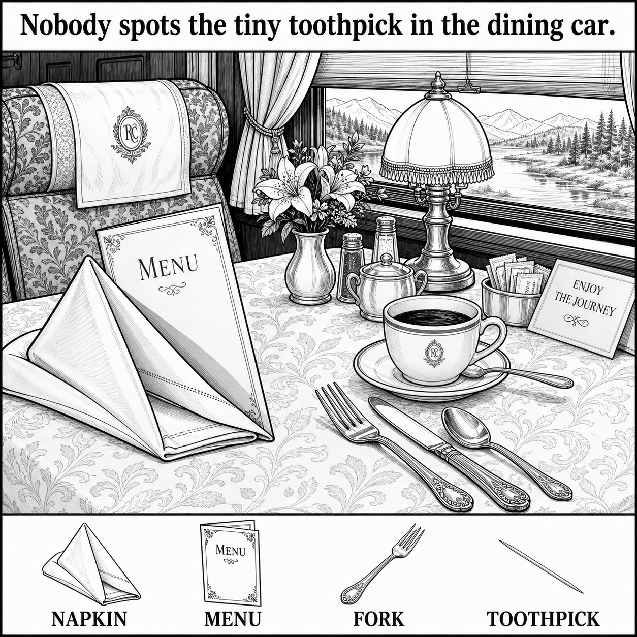 Can You Find the Tiny Toothpick in the Dining Car?