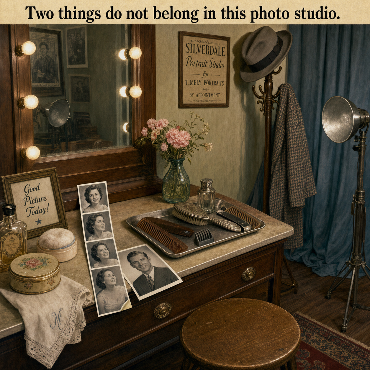 Two Things Do Not Belong in This Photo Studio