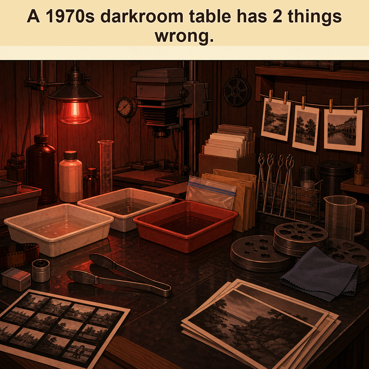 Two Things Wrong on This 1970s Darkroom Table: Answer