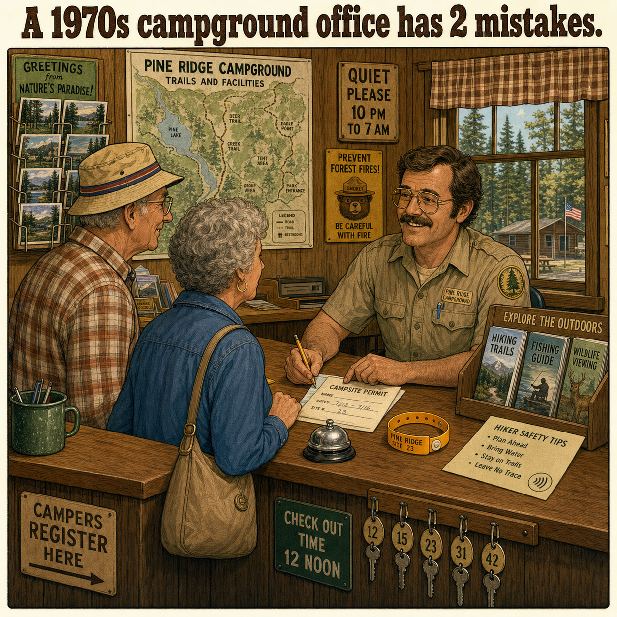 Two Things Are Wrong in This 1970s Campground Office: Answer